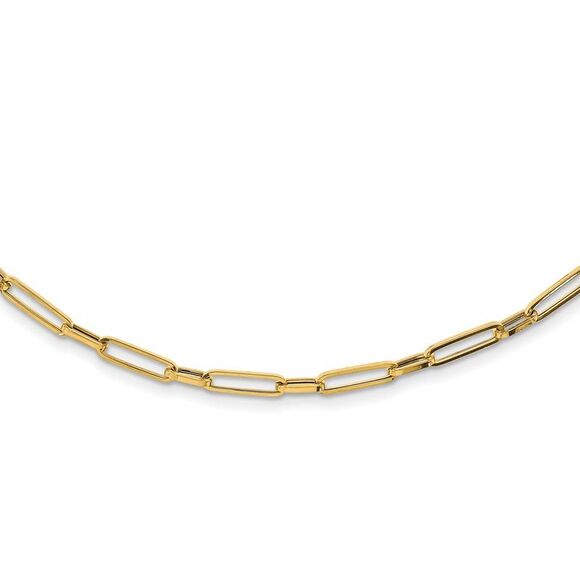 Kazi Luxury 14k Yellow Gold Polished Fancy Oval Link Necklace